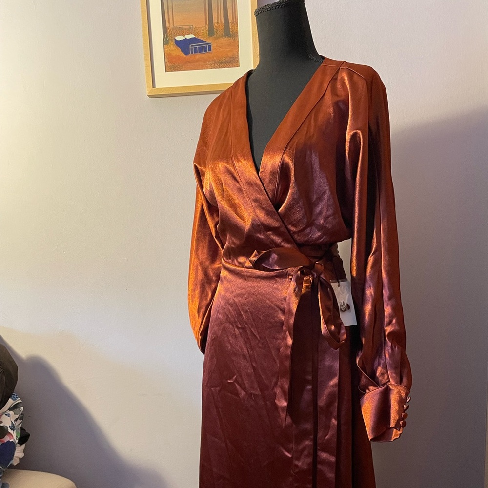 LPA beautiful dark bronze wrap dress, size M.